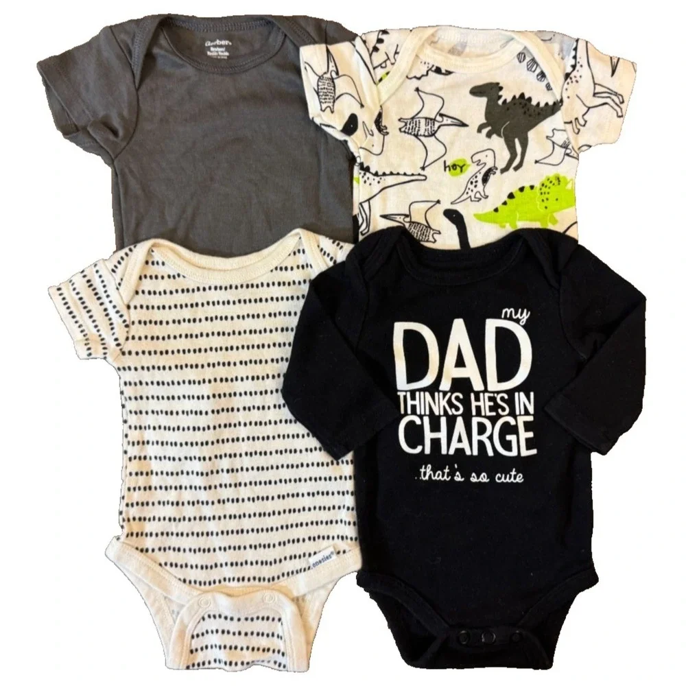 Baby Boy Newborn Bodysuits Shirts Tees Rompers Clothes Lot Dinosaur Funny Dad‎